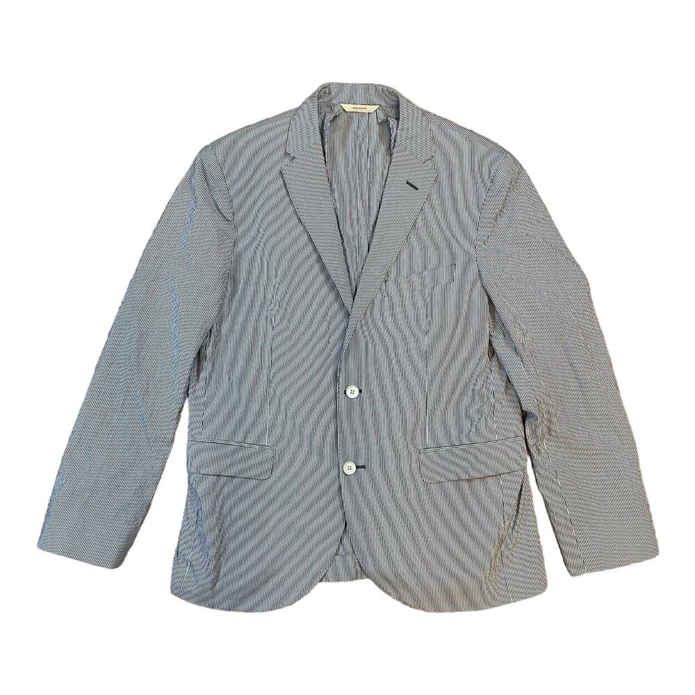 Brooks Brothers Seersucker Blazer White Blue Pinstripe 42R Tag, Runs Small
